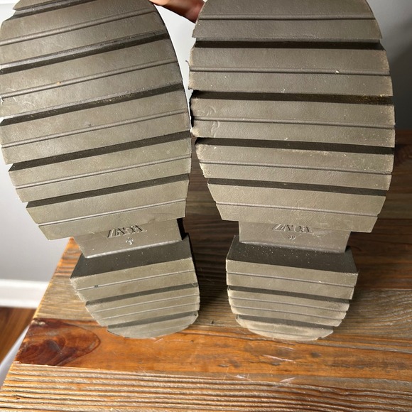 ZARA Women's Olive Green Lace Up Chunky Platform Combat Boots Size 39 - Picture 7 of 10